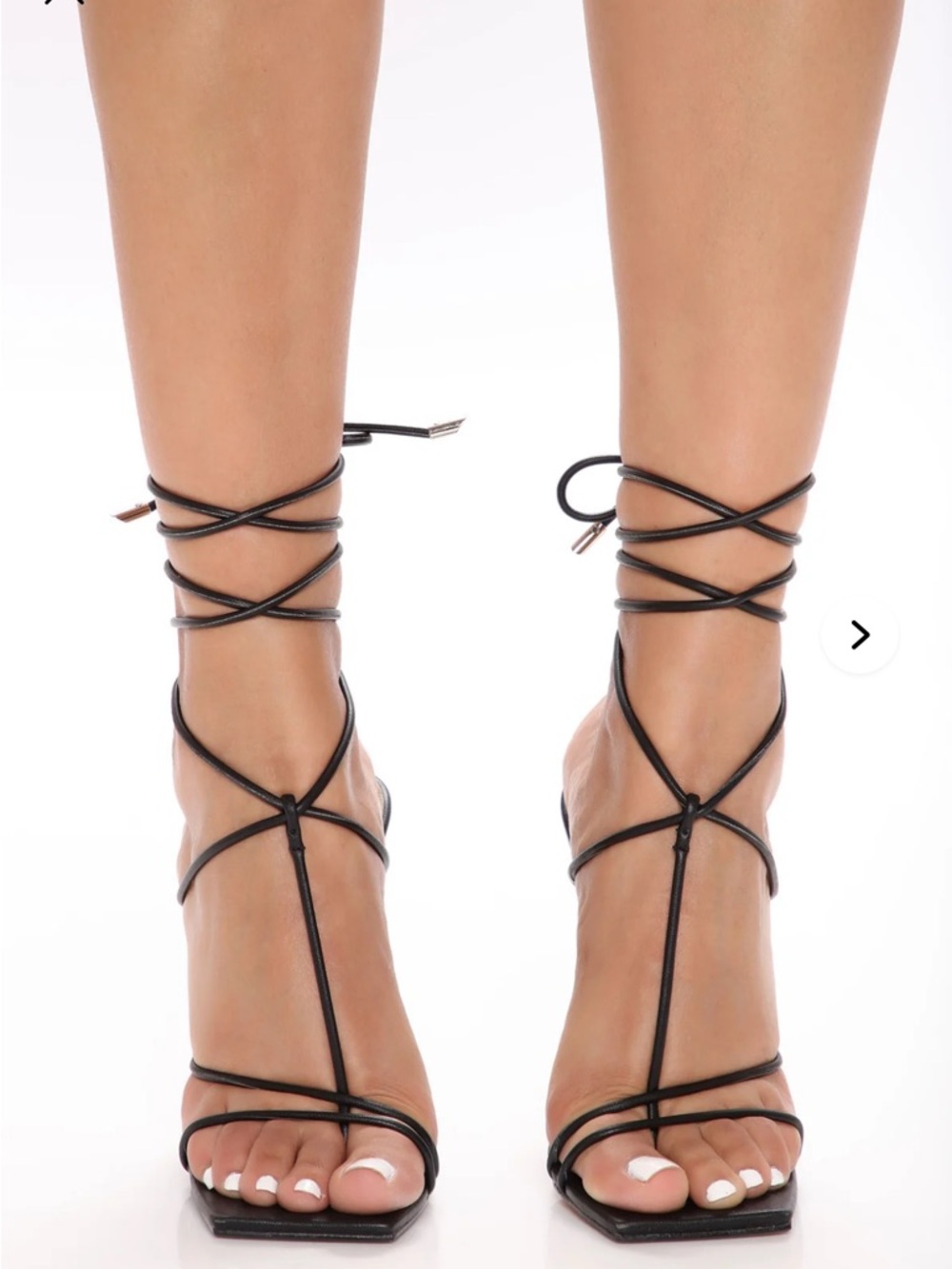 Fashion Nova Black Lace-Up Square-Toe Stiletto Heels